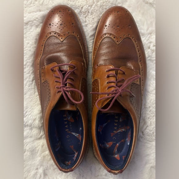 Ted Baker Brown Leather Brogue Oxfords Loafers Shoes Size 11.5 Ted Baker Brown Leather Brogue Oxfords Loafers Shoes Size 11.5
